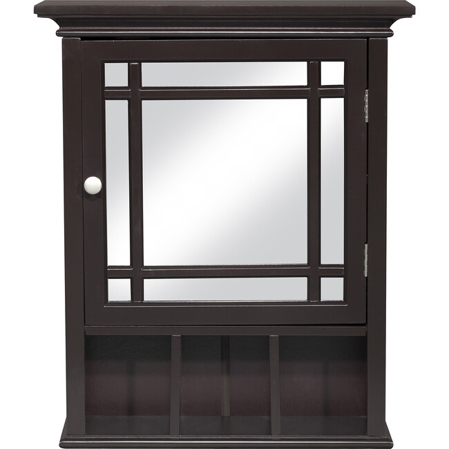 Neal Wooden Medicine Cabinet with Mirrored Door, Espresso