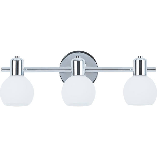 Triple Sconce Light with 3 Frosted Shades, Chrome Fixture - Lighting - 5