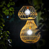 Outdoor Solar Powered Open Wicker Hanging Lantern Shaped Pendant Light with Dimmable Bulb and Remote Control with Multiple Modes and Levels, Brown - Outdoor Home - 3