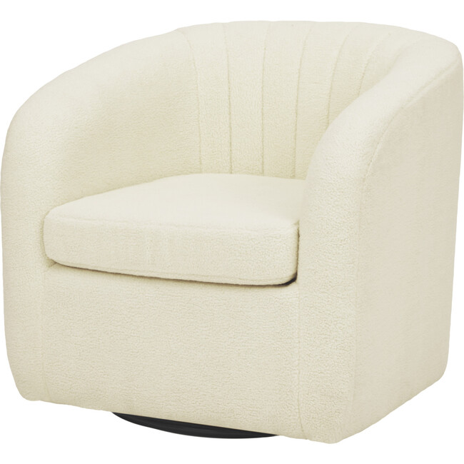Monroe Faux Shearing Swivel Tub Chair, Ivory