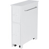 Narrow Freestanding Beadboard Cabinet with Two Storage Drawers and Chrome Towel Bar for Tight Spaces 6.5" (L) x 25" (H), White - Cabinets - 1 - thumbnail