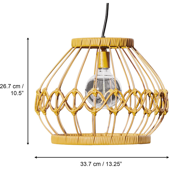 Outdoor Solar Powered Open Wicker Hanging Lantern Shaped Pendant Light with Dimmable Bulb and Remote Control with Multiple Modes and Levels, Brown - Outdoor Home - 4