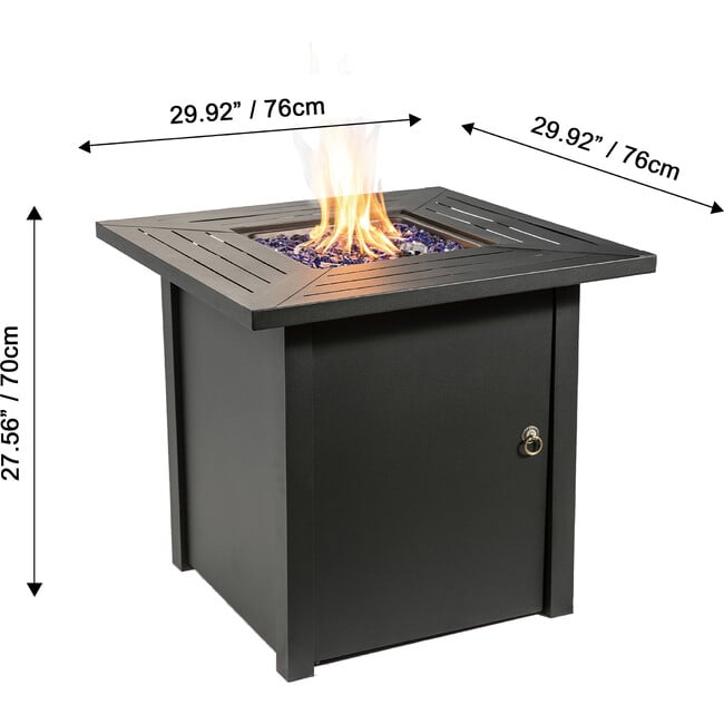 Outdoor Square 30" Propane Gas Fire Pit with Steel Base - Outdoor Home - 4