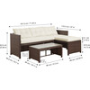 Outdoor 3-Piece Rattan Patio Set with Loveseat, Chaise Lounge, Table, Brown/White - Outdoor Home - 4