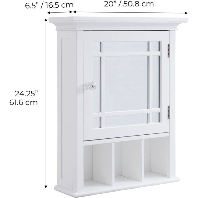 Neal Wooden Medicine Cabinet with Mirrored Door, White - Cabinets - 4