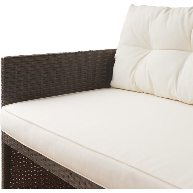 Outdoor 3-Piece Rattan Patio Set with Loveseat, Chaise Lounge, Table, Brown/White - Outdoor Home - 5