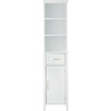 Newport Contemporary Wooden Linen Tower Storage Cabinet with Open Shelves, White - Cabinets - 5