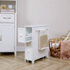 Narrow Freestanding Beadboard Cabinet with Two Storage Drawers and Chrome Towel Bar for Tight Spaces 6.5" (L) x 25" (H), White - Cabinets - 2