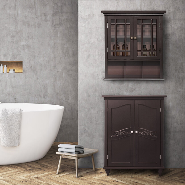 Neal Wooden 2 Door Wall Cabinet, Dark Espresso - Cabinets - 3