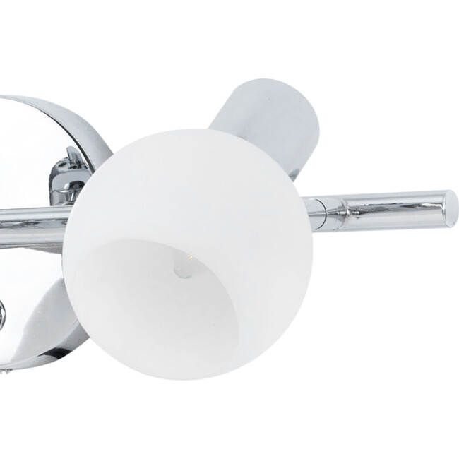 Triple Sconce Light with 3 Frosted Shades, Chrome Fixture - Lighting - 7