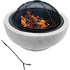 Outdoor 24" Wood Burning Fire Pit with Grill Grate and Faux Concrete Base Gray - Outdoor Home - 5