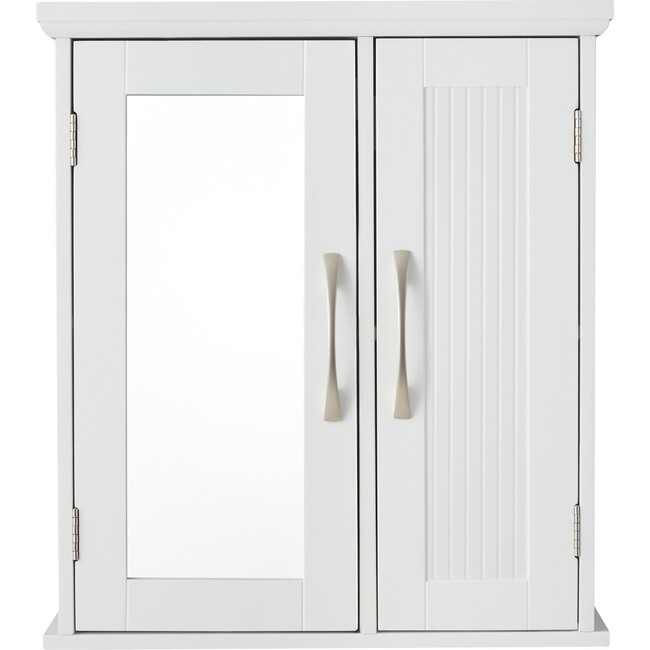 Newport Contemporary Wooden Wall-Mount Medicine Storage Cabinet with Mirrored Door for Bathrooms and Vanities, White, 6" x 18" x 20.5" - Cabinets - 5