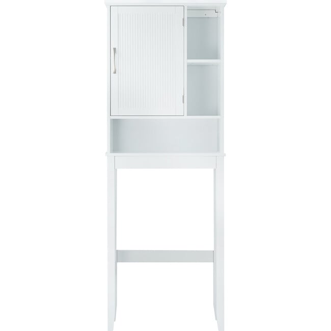 Newport Contemporary Wooden Over-the-Toilet Storage Cabinet with Shelves, White - Cabinets - 5