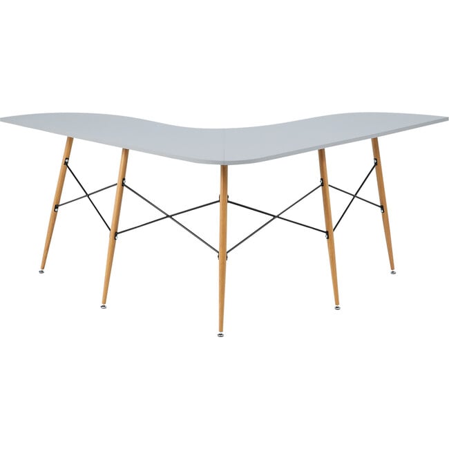 Roberto L-Shaped Corner Desk with Wood and Metal Details, White - Accent Tables - 6