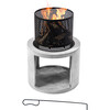 Outdoor 16" Wood Burning Fire Pit with Decorative Log Storage Base for Patios, Porches, Decks, Backyards, Gray/Black, 15.75" x 15.75" x 24" - Outdoor Home - 5