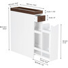 Narrow Freestanding Cabinet with Storage, Slide Out Drawers and Removable Wooden Tray, 6.5" (L) x 24.5" (H), White/Brown - Cabinets - 4