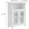 Neal Wooden Floor Cabinet with 2 Glass Doors, White - Cabinets - 4