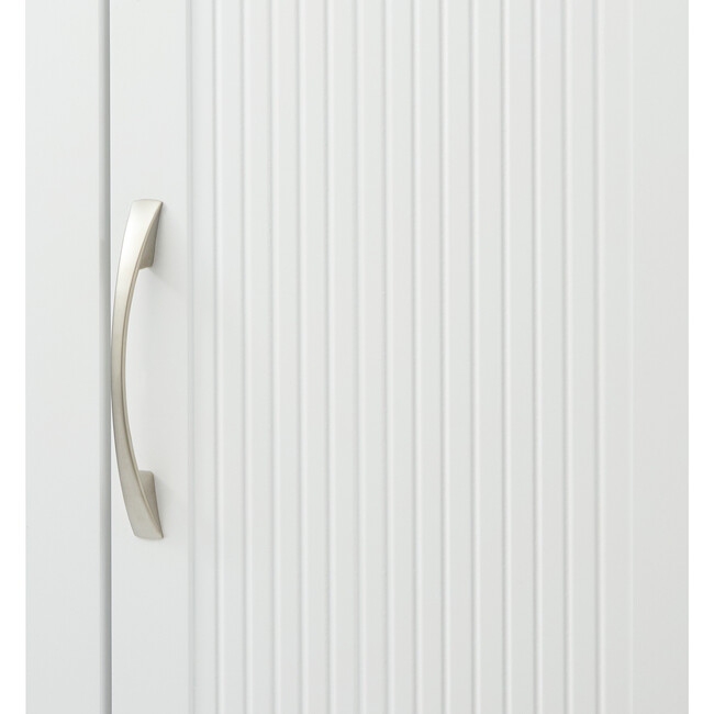 Newport Contemporary Wooden Linen Tower Storage Cabinet with Open Shelves, White - Cabinets - 7