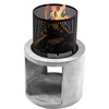 Outdoor 16" Wood Burning Fire Pit with Decorative Log Storage Base for Patios, Porches, Decks, Backyards, Gray/Black, 15.75" x 15.75" x 24" - Outdoor Home - 7