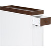 Narrow Freestanding Cabinet with Storage, Slide Out Drawers and Removable Wooden Tray, 6.5" (L) x 24.5" (H), White/Brown - Cabinets - 6