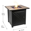 Outdoor Square 30" Propane Ceramic Gas Fire Pit with Steel Base, Black/Stone - Outdoor Home - 7