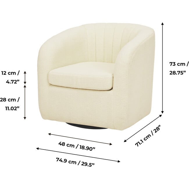 Monroe Faux Shearing Swivel Tub Chair, Ivory - Accent Seating - 5