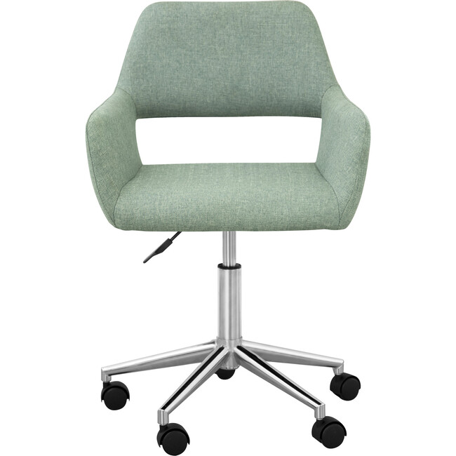 Modern Fabric Office Chair with Adjustable Ergonomic Seat, Swivel Base, and Wheels, Mint/Chrome