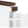 Narrow Freestanding Cabinet with Storage, Slide Out Drawers and Removable Wooden Tray, 6.5" (L) x 24.5" (H), White/Brown - Cabinets - 7