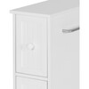 Narrow Freestanding Beadboard Cabinet with Two Storage Drawers and Chrome Towel Bar for Tight Spaces 6.5" (L) x 25" (H), White - Cabinets - 6