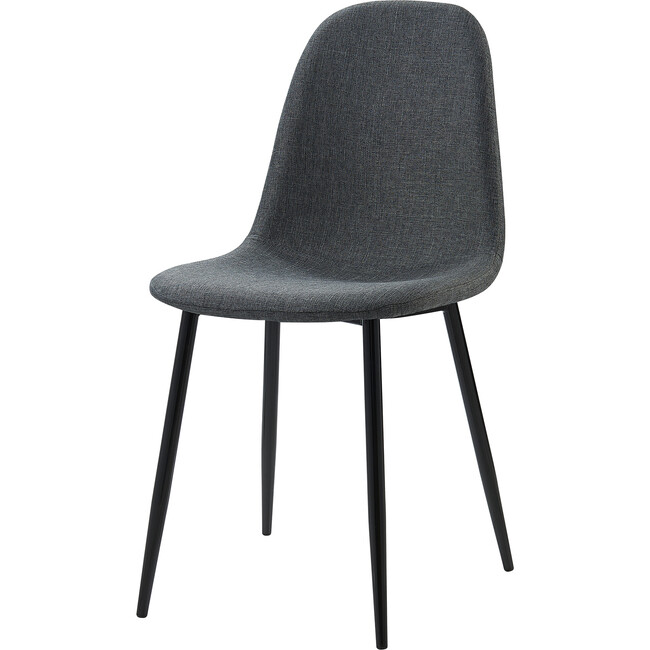 Minimalista Fabric Dining Chair with Black Metal Legs, Set of 2, Black/Gray