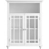 Neal Wooden Floor Cabinet with 2 Glass Doors, White - Cabinets - 7