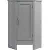 Mercer Mid Century Modern Wooden Wedge-Shaped Corner Floor Storage Cabinet for Bathrooms or Living Rooms, Gray, 17" x 23.6" x 32" - Cabinets - 1 - thumbnail