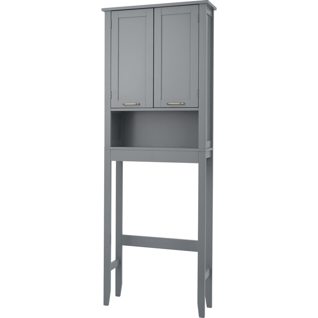 Mercer Mid Century Modern Wooden Over-the-Toilet Storage Cabinet with Doors, Gray