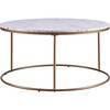 Marmo Modern Marble-Look Round Coffee Table, Marble/Brass - Accent Tables - 1 - thumbnail