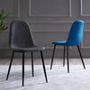 Minimalista Fabric Dining Chair with Black Metal Legs, Set of 2, Black/Gray - Accent Seating - 2