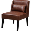 Marc Faux Leather Lounge Chair with Pillow and Dark-Finished Solid Wood Legs, Brown - Accent Seating - 1 - thumbnail