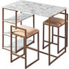 Marmo Breakfast Table Dining Set with Faux Marble Top, Brass Finish - Desk Chairs - 1 - thumbnail