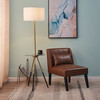 Marc Faux Leather Lounge Chair with Pillow and Dark-Finished Solid Wood Legs, Brown - Accent Seating - 2