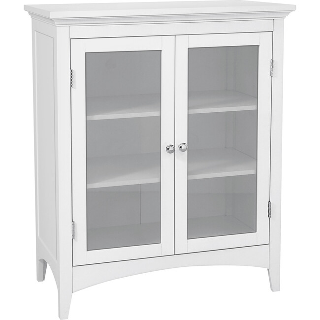 Madison Wooden Floor Cabinet with 2 Glass Doors, White