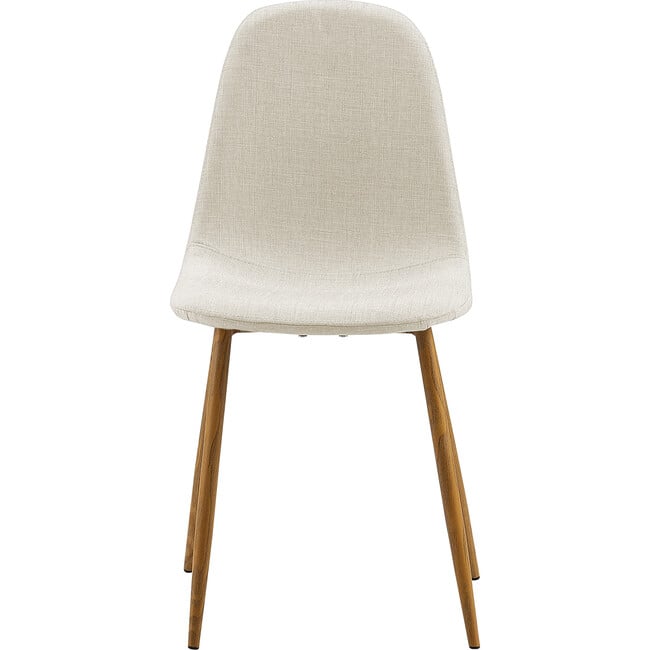 Minimalista Fabric Dining Chair with Wood Grain Metal Legs, Set of 2, White/Natural - Accent Seating - 6