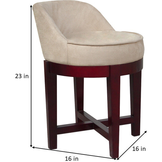 Microfiber Swivel Chair with Solid Wood Legs, Beige - Accent Seating - 4
