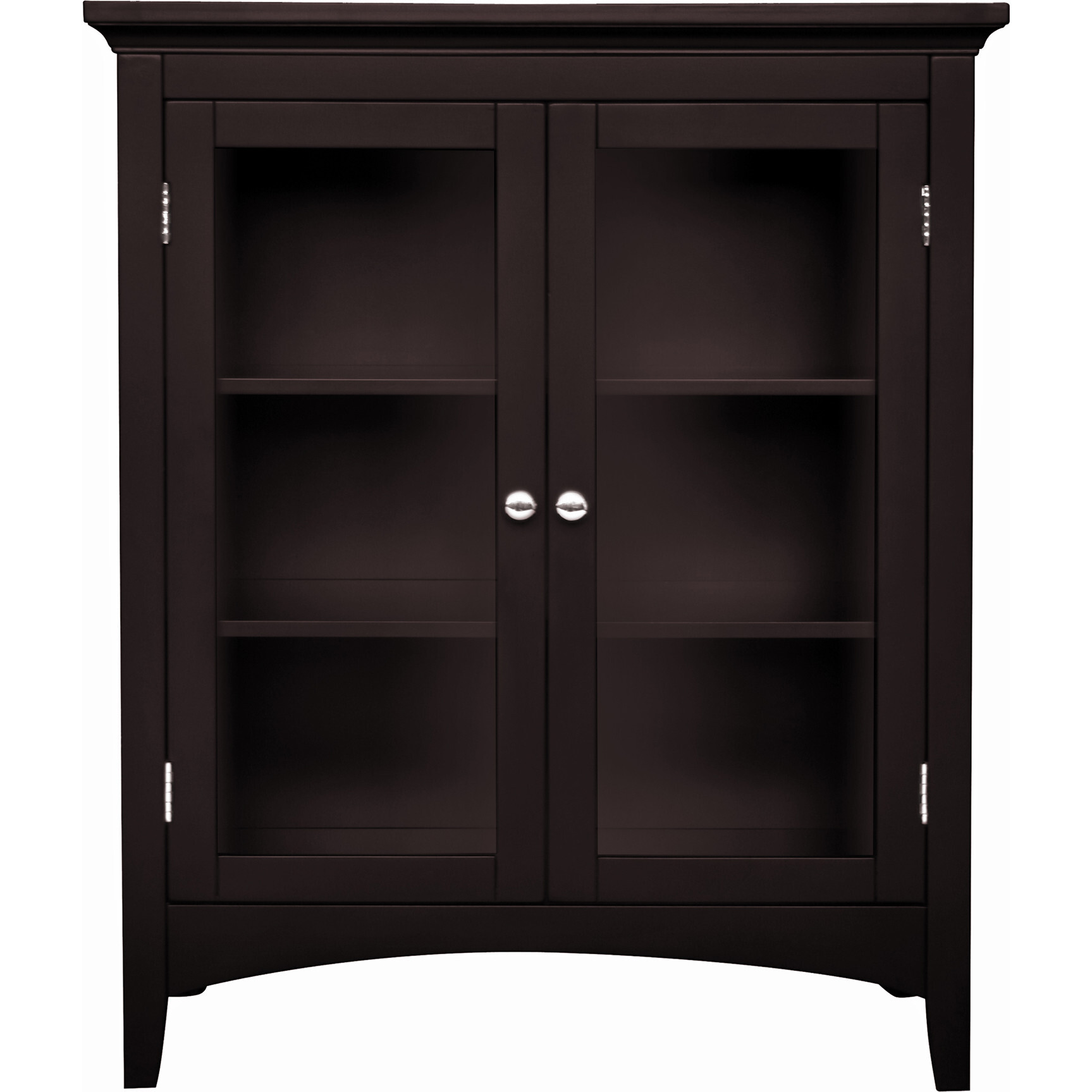 Madison Wooden Floor Cabinet with 2 Glass Doors, Espresso - Cabinets - 1