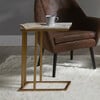 Marmo Modern Marble-Look C Shape Side Table, Marble/Brass - Accent Tables - 3