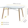 Minimalist Glass Top Dining Table with Wood Base, Natural - Accent Tables - 4