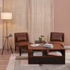 Marc Faux Leather Lounge Chair with Pillow and Dark-Finished Solid Wood Legs, Brown - Accent Seating - 3