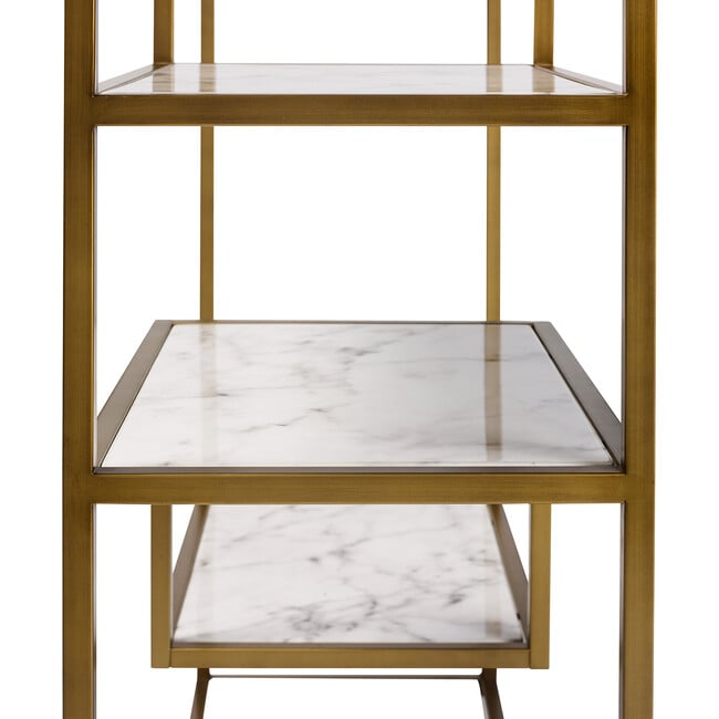 Marmo Modern Marble-Look 5-Tier Display Shelf, Marble/Brass - Bookcases - 3