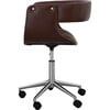 Modern PU Leather Office Chair with Adjustable-Height Ergonomic Mid-Back Seat, Swiveling Base, and Wheels, Brown/Chrome, 20" x 21.26" x 26.38" - Desk Chairs - 6