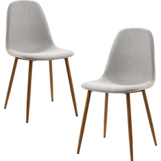 Minimalista Fabric Dining Chair with Wood Grain Metal Legs, Set of 2, Light Gray/Natural - Accent Seating - 6