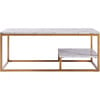 Marmo Modern Marble-Look Coffee Table with Shelf, Marble/Brass - Desks - 4