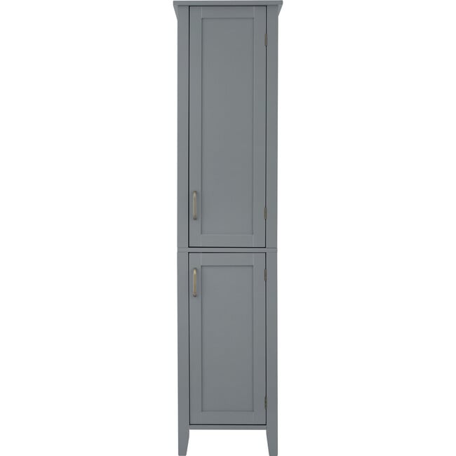 Mercer Mid Century Modern Bathroom Linen Tower Storage with Two Doors, Gray - Cabinets - 5